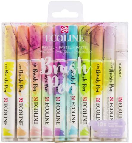 Ecoline Brush Pen Set 10 Colors Pastel