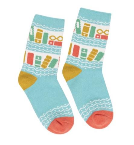 Pastel Bookshelf Cozy Socks