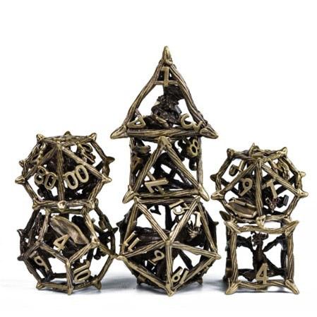 Twig And Dragon Hollow Metal Dice - Bronze set of 7 dice