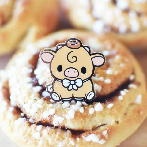 Enamel Pin: Cinnamon Roll Cow Enamel Pin: Cinnamon Roll Cow