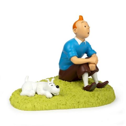 Samlarfigur - Tintin & Milou i gräset