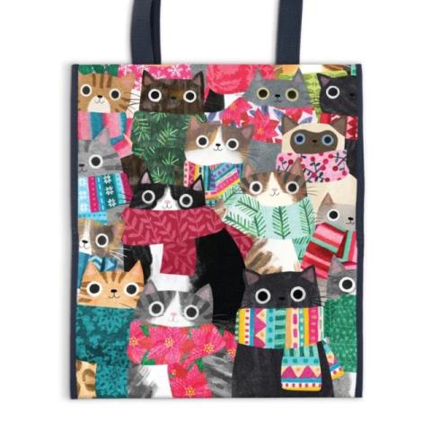 Wintry Cats Reusable Tote Bag