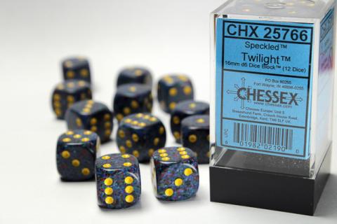 Speckled Twilight 16mm d6 with pips Dice Block (12d6)