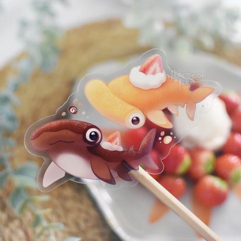 Rollcake Shark Clear Sticker