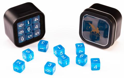 18d6 Transparent Series: Blue - Numbers: White