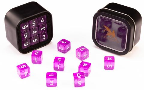 18d6 Transparent Series: Purple - Numbers: White