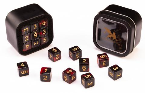 18d6 Marble Series: Red & Black - Numbers: Gold