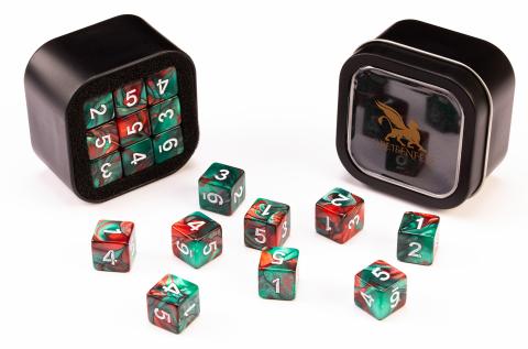18d6 Marble Series: Red & Green - Numbers: White 18d6 Marble Series: Red & Green - Numbers: White