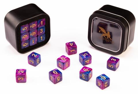 18d6 Marble Series: Blue & Purple - Numbers: Gold