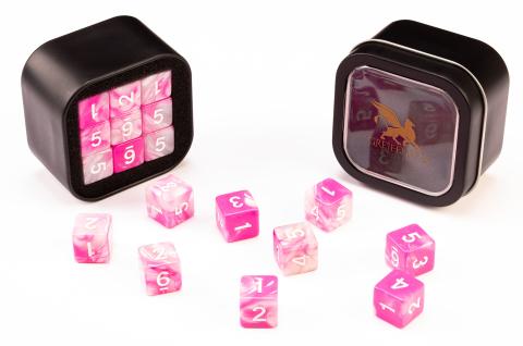 18d6 Marble Series: Pink & White - Numbers: White 18d6 Marble Series: Pink & White - Numbers: White