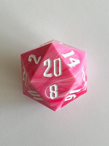 Giant Acrylic D20 Pink Swirls (Pink Swirl)