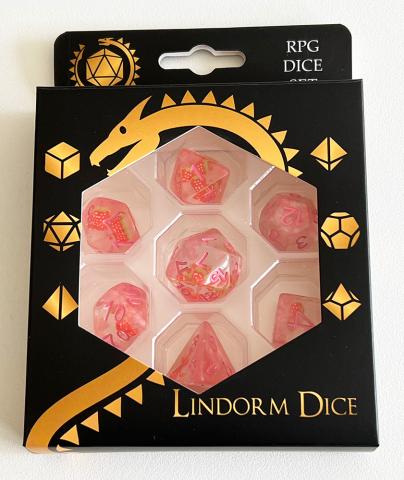 Strawberry set of 7 dice - Pink