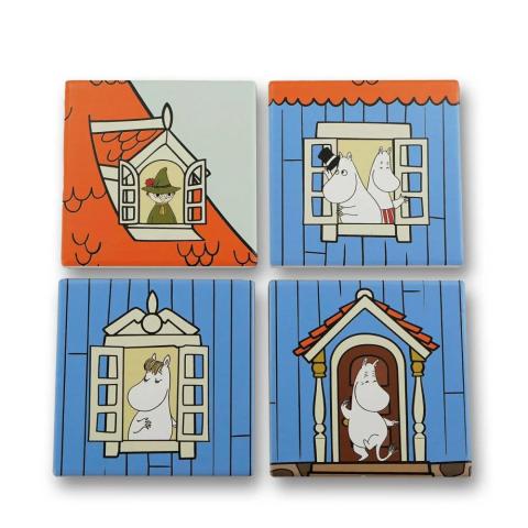 Moomin House Ceramic Coasters - Set of 4