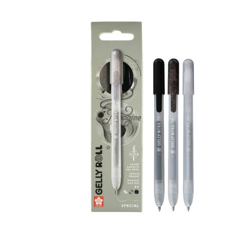 Gelly Roll Pen Set 3 - Svart, Metallic Svart, Silver