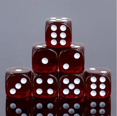 16 mm Transparent Dark Red Dice Set 12 D6