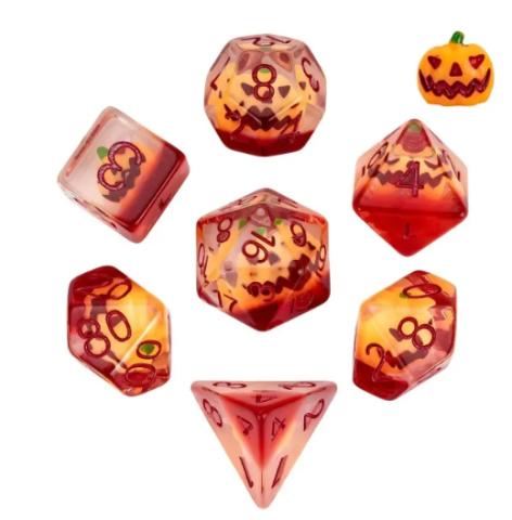 Resin Pumpkin set of 7 dice