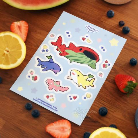 Fruit Sharks Sticker Sheets Fruit Sharks Sticker Sheets