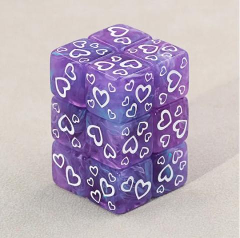 Purple Heart Pips Dice Set 12 D6