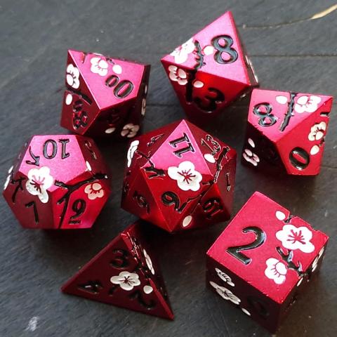 Cherry Blossom Metal Dice Set of 7