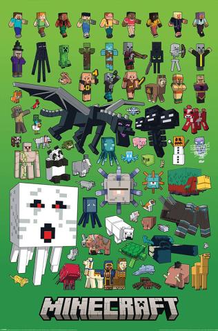 #X3 Minecraft Character Montage Maxi Poster