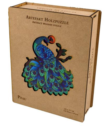 Artefakt Träpussel 2 in 1 - 132 bitar Påfågel (Pussel) Artefakt Träpussel 2 in 1 - 132 bitar Påfågel (Pussel)
