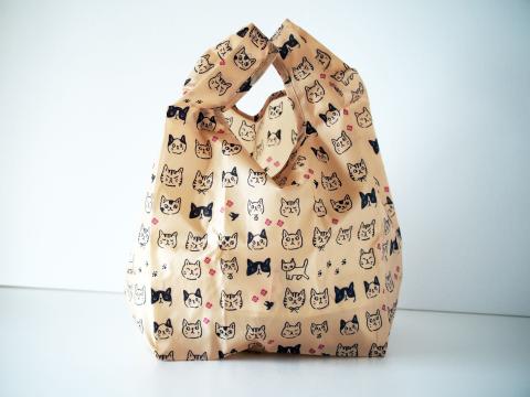 Foldable Bag Cat Faces - Beige Foldable Bag Cat Faces - Beige