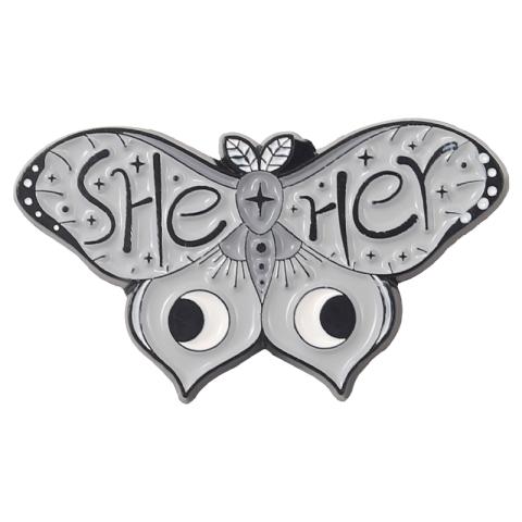 She/Her Pronoun Butterfly Pin
