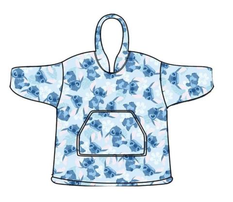 Stitch & Flowers Light Blue Oversized Adult Fleece Poncho Stitch & Flowers Light Blue Oversized Adult Fleece Poncho
