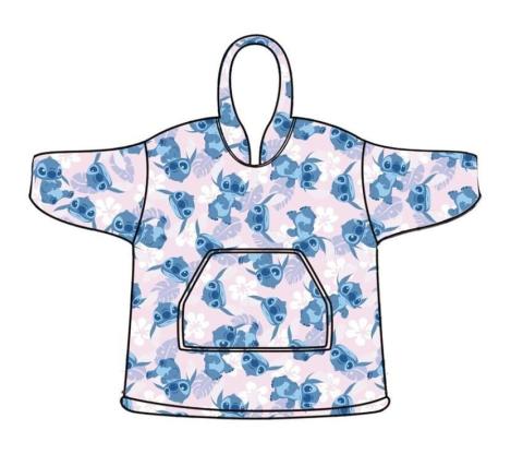 Stitch & Flowers Light Blue Oversized Childrens Poncho Stitch & Flowers Light Blue Oversized Childrens Poncho