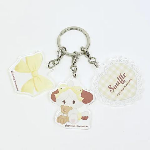 Dog 'Souffle' & Bow Acrylic Keychain