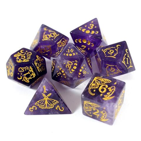 Disa's Heart - Set of 7 amethyst dice