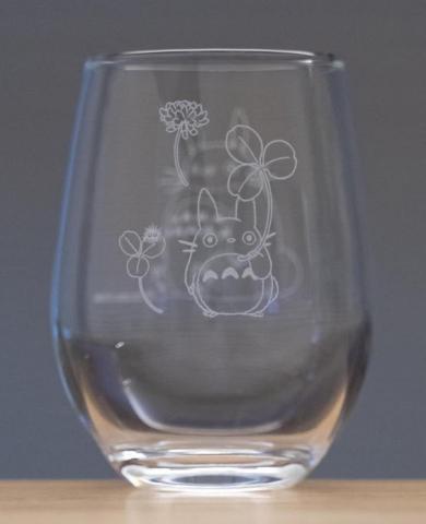 Totoro & White Clover Etched Glass 325 ml