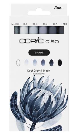 Copic Shade Cool Grey & Black - Set of 6 (Pennor)