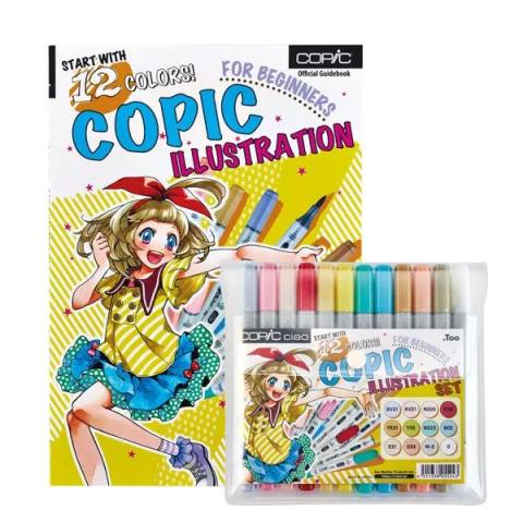 Copic Illustration Starter Set of 12 Pencils w/ Book (Pennor)