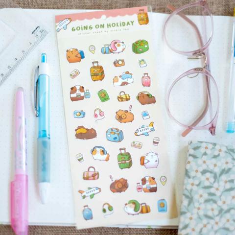 Sticker Sheet - Guinea Pigs Going on Holiday