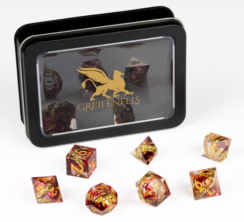 Razor Dice Set: Gold Ring - Red