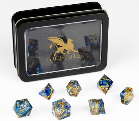 Razor Dice Set: Gold Ring - Blue
