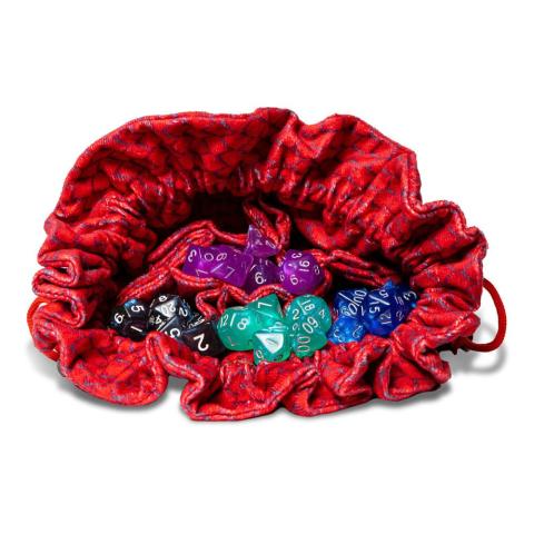 Velvet Dice Bag With Pockets: Red Dragon Scales Velvet Dice Bag With Pockets: Red Dragon Scales