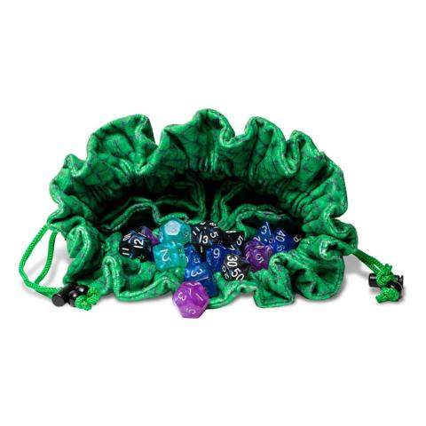 Velvet Dice Bag With Pockets: Green Dragon Scales