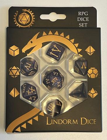 Roman Gothic Numbers set of 7 dice - Purple