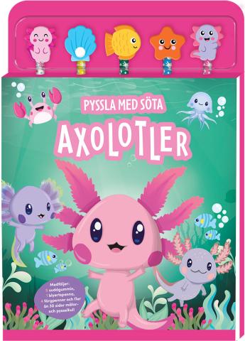 Pyssla med söta axolotler - 5 pennor & bok Pyssla med söta axolotler - 5 pennor & bok