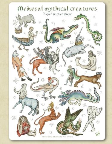 Medieval Mythical Creatures Sticker Set
