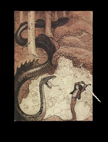 Bauer - The Boy & The Dragon - Thick Tote Bag