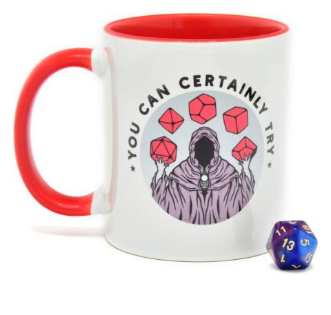 You Can Certainly Try -Mug & Random D20 Die- Gift Set