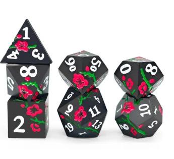 Cherry Blossom Metal Black Dice Set of 7 Cherry Blossom Metal Black Dice Set of 7