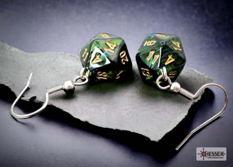 Scarab Jade Mini-Poly D20 Hook Earrings Pair