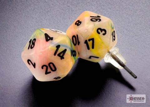 Festive Circus Mini-Poly D20 Stud Earrings Pair