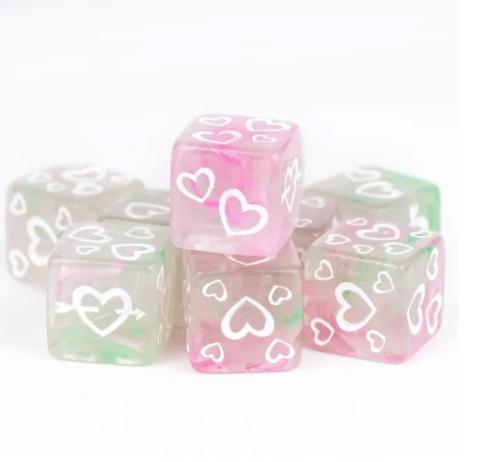 Water Lily Hearts Pips Dice Set 12 D6