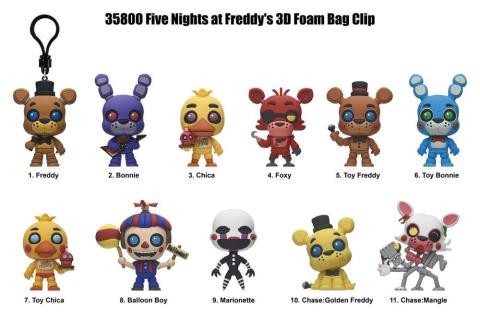 Five Nights at Freddy's 3D PVC Bag Clips Series 1 (Blind Pack) Five Nights at Freddy's 3D PVC Bag Clips Series 1 (Blind Pack)