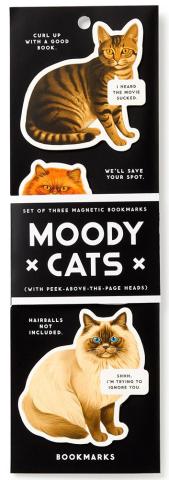 Moody Cats Magnetic Bookmark Set